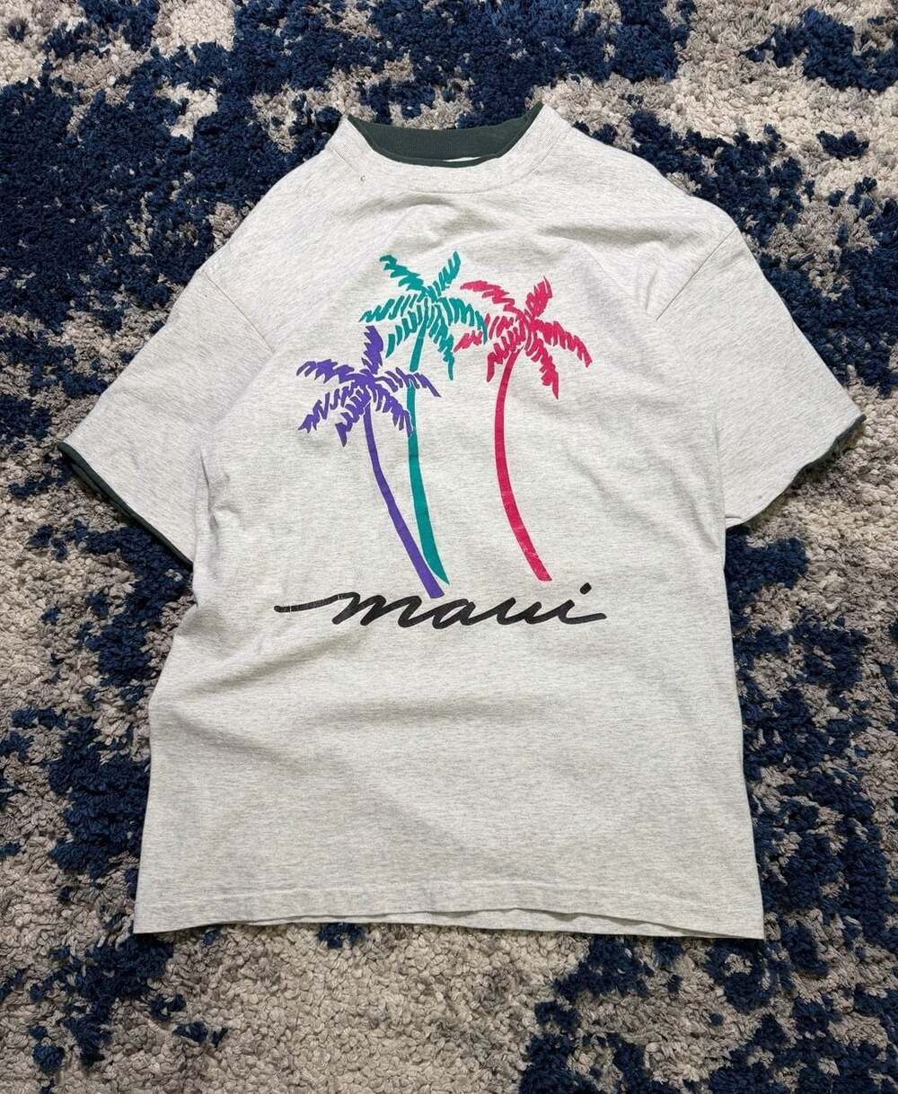 Vintage Signal Sport Maui Tropical Palm Tree Graphic Grey T-Shirt